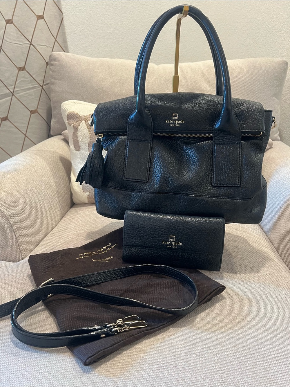 Kate Spade Pebbled Leather Satchel With Matching Wallet